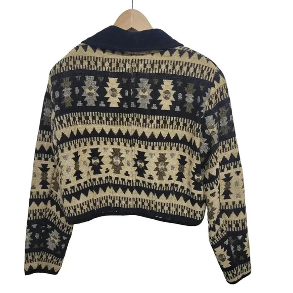 Vintage 1990s Aztec Southwest Cropped Open Front Jacket Large - Picture 3 of 5